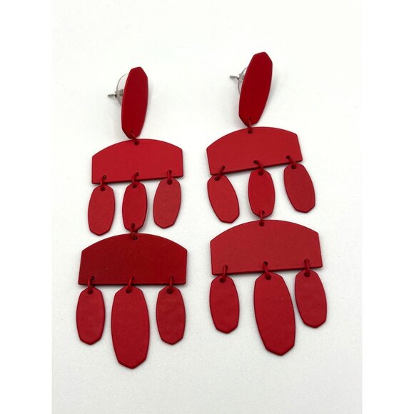 Kendra Scott Red Earrings With Geometric Design - Picture 1 of 7